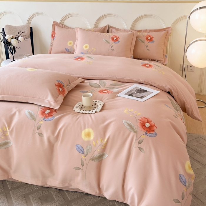 91家纺网 家纺一手货源 找家纺 铭成 2024新款全棉生态喷气加厚磨毛单品被套法风小香-粉