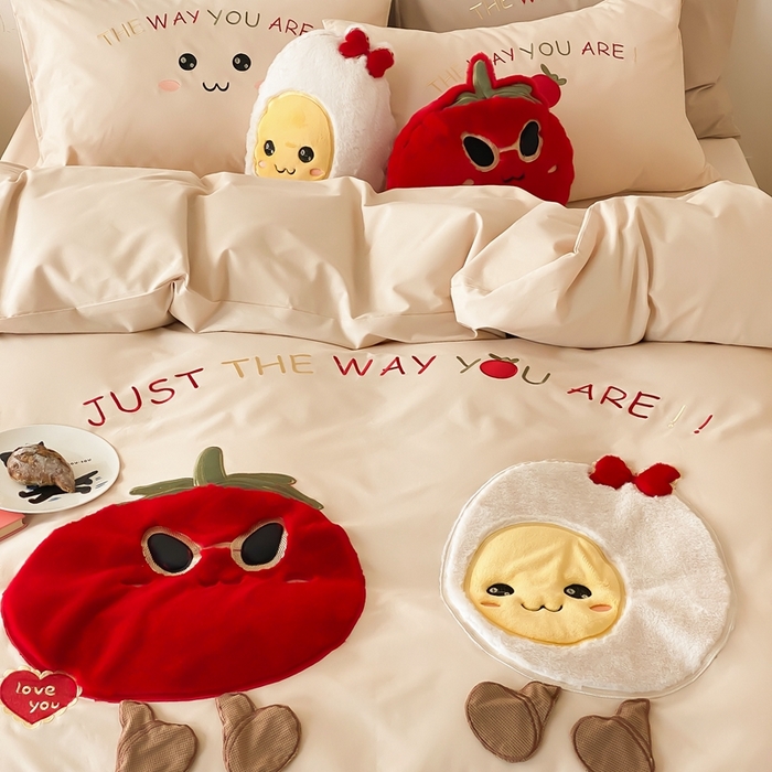 91家纺网 家纺一手货源 找家纺 朗莎家纺 2024新款卡通系列磨毛五件套 柿柿如意