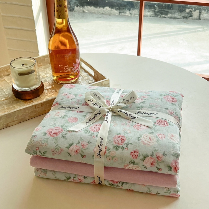 91家纺网 家纺一手货源 找家纺 一比一家纺 2025新款全棉母婴级抗菌有氧全棉双层纱亲肤全棉小清新印花三件套四件套 兰桂坊