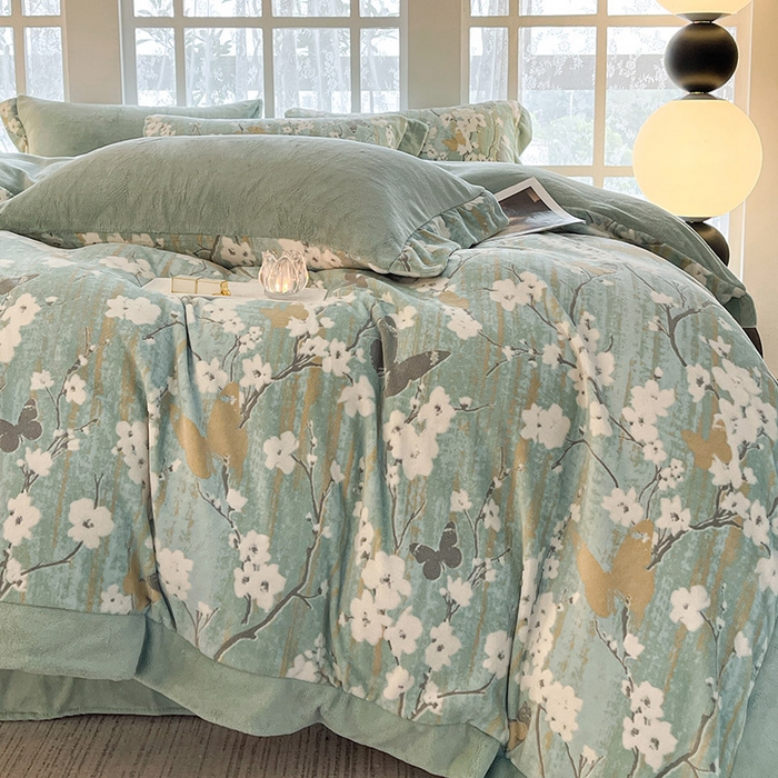 91家纺网 家纺一手货源 找家纺 （总）  秋冬9斤重加厚保暖牛奶绒四件套刺绣数码宝宝绒被套床单床笠床上用品