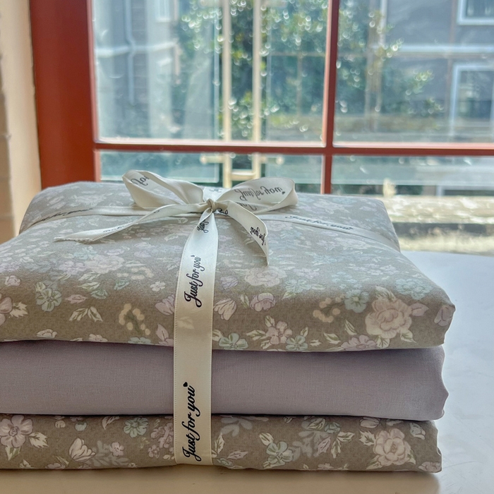 91家纺网 家纺一手货源 找家纺 一比一家纺 2025新款全棉母婴级抗菌有氧全棉双层纱亲肤全棉小清新印花三件套四件套 时光里