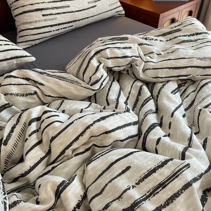 91家纺网 家纺一手货源 找家纺 （总）一比一家纺 2025新款全棉母婴级抗菌有氧全棉双层纱亲肤全棉小清新印花三件套四件套