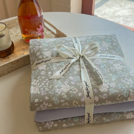 一比一家纺 2025新款全棉母婴级抗菌有氧全棉双层纱亲肤全棉小清新印花三件套四件套 时光里