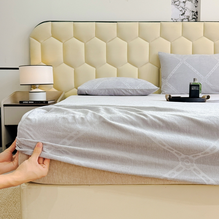 91家纺网 家纺一手货源 找家纺 太阳树家纺 2025新款A类雪尼尔提花绒床笠 马里奥-灰