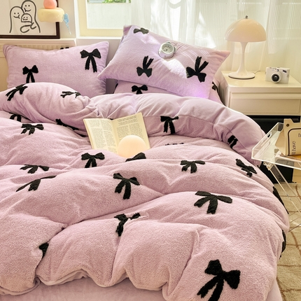 91家纺网 家纺一手货源 找家纺 （总）玉海棠家纺 2024新款阳离子提花牛奶绒四件套