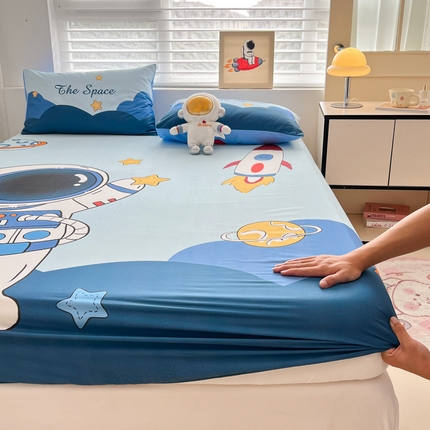 孩子王家纺 2025新款三丽鸥太空人全棉卡通床笠单件床罩床垫保护罩全包床单被套 宇航火箭