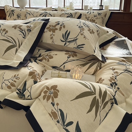 91家纺网 家纺一手货源 找家纺  2024秋冬A类加厚纯棉磨毛四件套保暖活性印花轻奢全棉被套床单床笠款床上用品-婉沁 婉沁