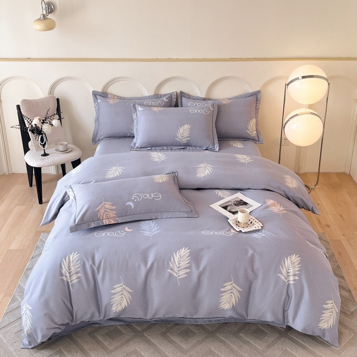 91家纺网 家纺一手货源 找家纺 铭成 2024新款全棉生态喷气加厚磨毛单品被套锦瑟月华-灰