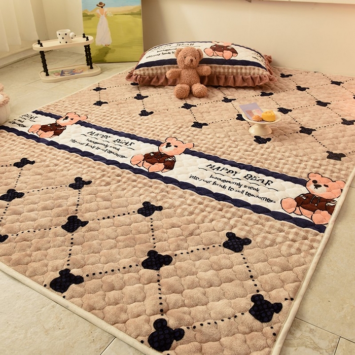 91家纺网 家纺一手货源 找家纺 美达家纺 2025新款牛奶绒印花地垫系列 小熊维尼