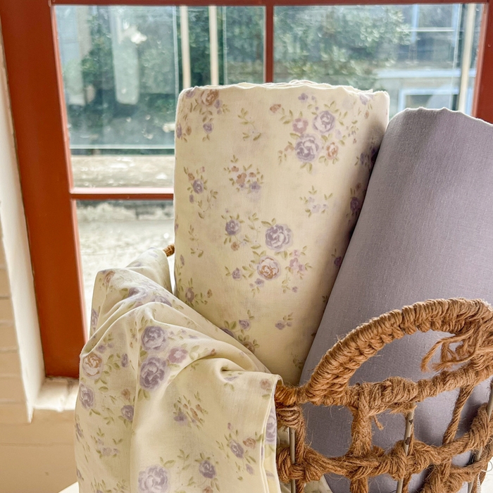 91家纺网 家纺一手货源 找家纺 一比一家纺 2025新款全棉母婴级抗菌有氧全棉双层纱亲肤全棉小清新印花三件套四件套 薄雾玫瑰