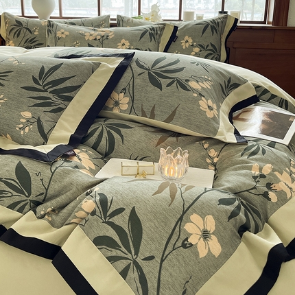 91家纺网 家纺一手货源 找家纺 （总）  2024秋冬A类加厚纯棉磨毛四件套保暖活性印花轻奢全棉被套床单床笠款床上用品-婉沁