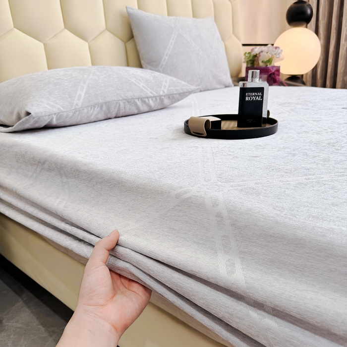 91家纺网 家纺一手货源 找家纺 太阳树家纺 2025新款A类雪尼尔提花绒床笠 马里奥-灰