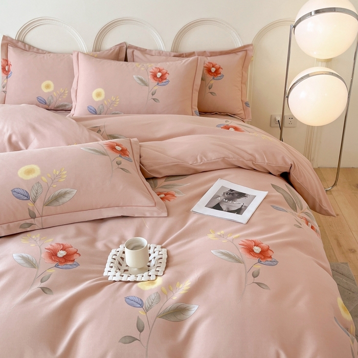 91家纺网 家纺一手货源 找家纺 铭成 2024新款全棉生态喷气加厚磨毛单品被套法风小香-粉