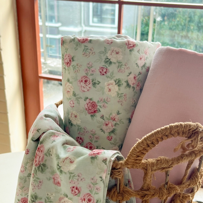 91家纺网 家纺一手货源 找家纺 一比一家纺 2025新款全棉母婴级抗菌有氧全棉双层纱亲肤全棉小清新印花三件套四件套 兰桂坊