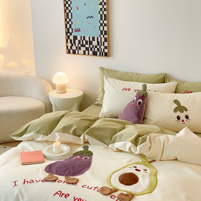 91家纺网 家纺一手货源 找家纺 朗莎家纺 2024新款卡通系列磨毛五件套 茄程似锦