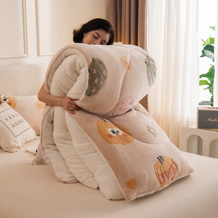 91家纺网 家纺一手货源 找家纺 畅销被业2025新款加厚保暖雪花绒冬被春秋被被子被芯（跨境）雪花绒小南瓜,雪花绒小南瓜