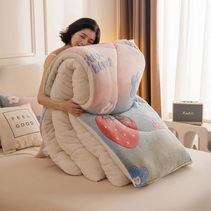 畅销被业2025新款加厚保暖雪花绒冬被春秋被被子被芯（跨境）雪花绒草莓