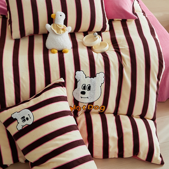 91家纺网 家纺一手货源 找家纺 怡家居 2024新款简约印花加绣花牛奶绒毛巾绣四件套 静语