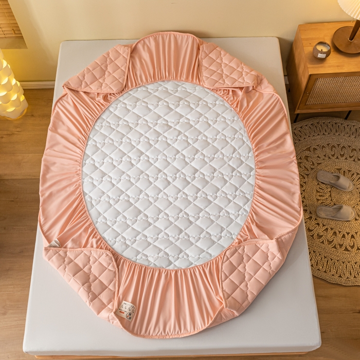 91家纺网 家纺一手货源 找家纺 笠客家纺 2024新款床笠A类原棉床罩夹棉抗菌床床罩床垫保护套- 需要买家秀联系我 浅粉爱心款