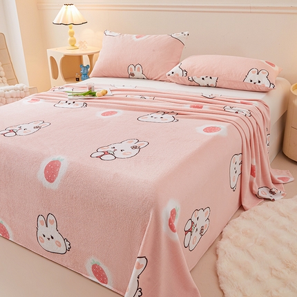 91家纺网 家纺一手货源 找家纺 （总）眠势力 2025新款牛奶绒床单印花款秋冬加绒保暖