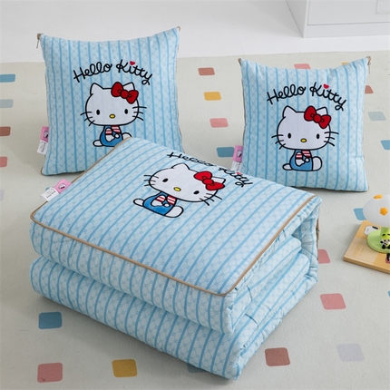 照世家纺 2024新款三丽鸥抱枕被（优惠卷后价格不能低于56/75/88） 凯蒂猫-蓝