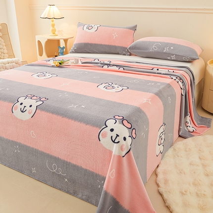 91家纺网 家纺一手货源 找家纺 （总）眠势力 2025新款牛奶绒床单印花款秋冬加绒保暖