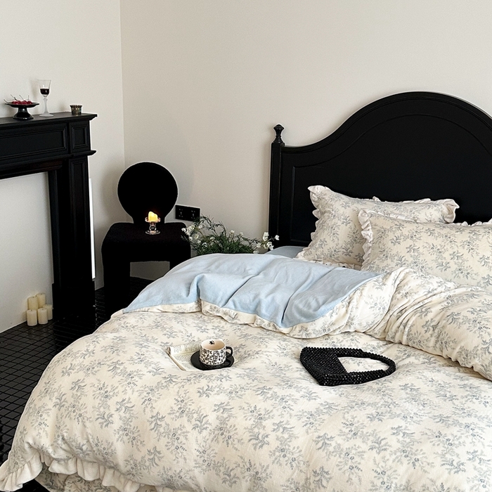 91家纺网 家纺一手货源 找家纺 潘朵拉家纺 2024爆款绒法式双层牛奶绒花边四件套 查理德