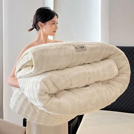 金帛坊 2024新款A类保暖高克重兔绒牛奶绒冬被 奶油白