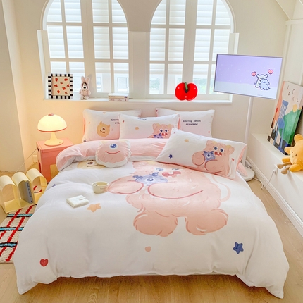 澳萝拉 2024新款牛奶绒数码印花四件套 抱抱小怪兽