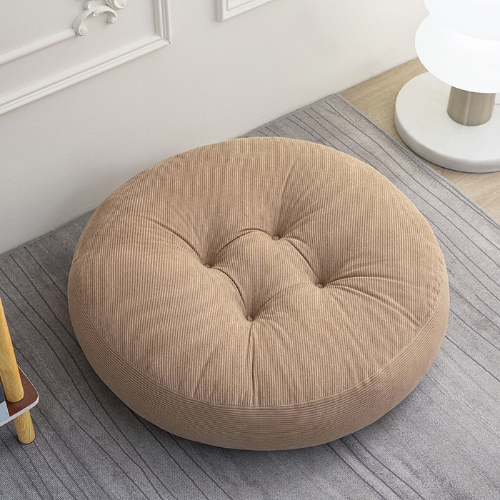 91家纺网 家纺一手货源 找家纺 美达人 2024新款灯芯绒-圆坐垫 蒲团-咖