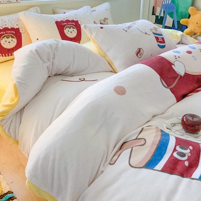 91家纺网 家纺一手货源 找家纺 澳萝拉 2024新款牛奶绒数码印花四件套 爆米花