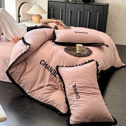 91家纺网 家纺一手货源 找家纺 总仟网汇 2024新款韩版花边刺绣款四件套