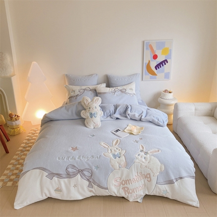 （总）星野 2024新款高克重牛奶绒四件套-绒兔兔酱