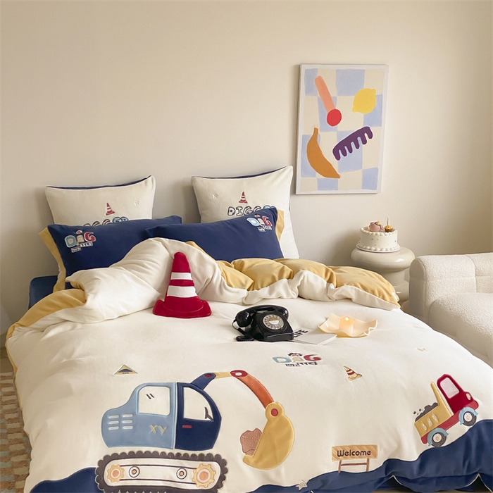 91家纺网 家纺一手货源 找家纺 （总）星野 2024新款高克重牛奶绒四件套-绒工程小分队