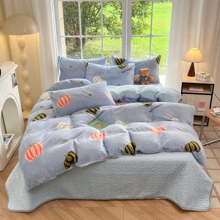 91家纺网 家纺一手货源 找家纺 （总）新印象 2024新款韩式双面牛奶绒床盖四件套