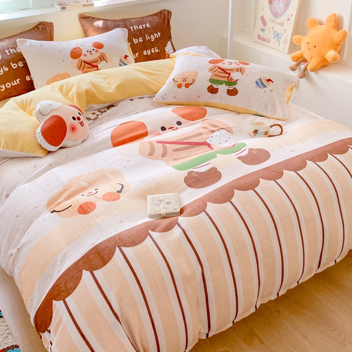 91家纺网 家纺一手货源 找家纺 澳萝拉 2024新款牛奶绒数码印花四件套 焦糖冰淇淋