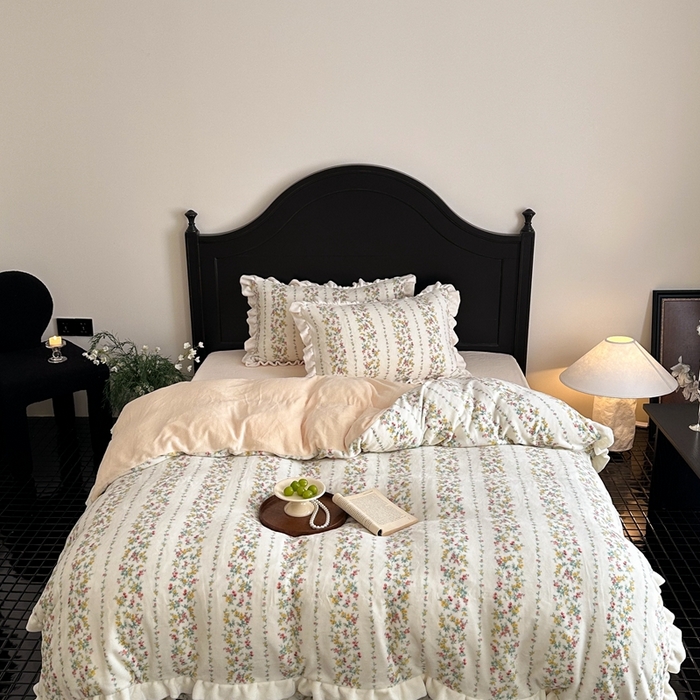 91家纺网 家纺一手货源 找家纺 （总）潘朵拉家纺 2024爆款绒法式双层牛奶绒花边四件套