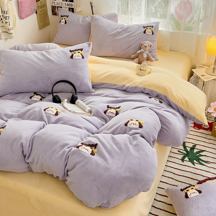 91家纺网 家纺一手货源 找家纺 眠帛家居 2024高克重牛奶绒卡通毛巾绣系列 萌宠