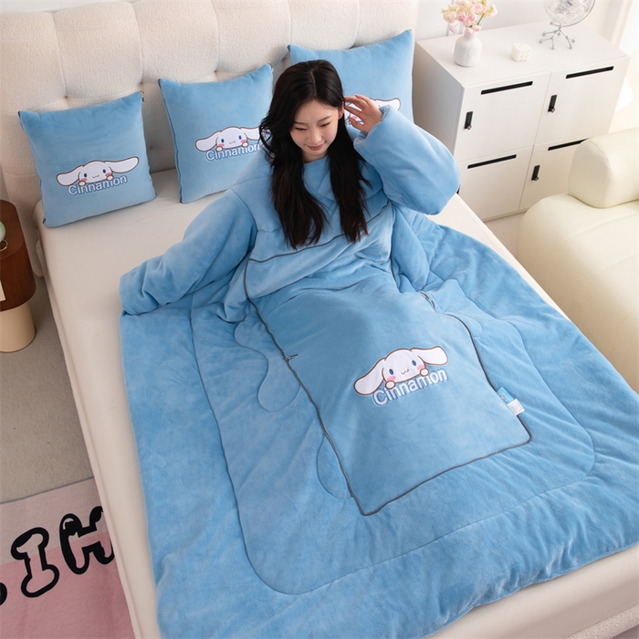 91家纺网 家纺一手货源 找家纺 照世家纺 2024新款卡通三丽鸥懒人抱枕被 玉桂狗