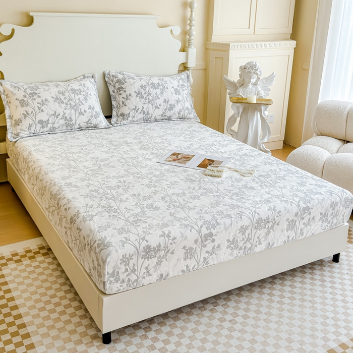 91家纺网 家纺一手货源 找家纺 金丝鸟家纺 2024新款加厚240g立体雕花牛奶绒床笠 繁花 灰