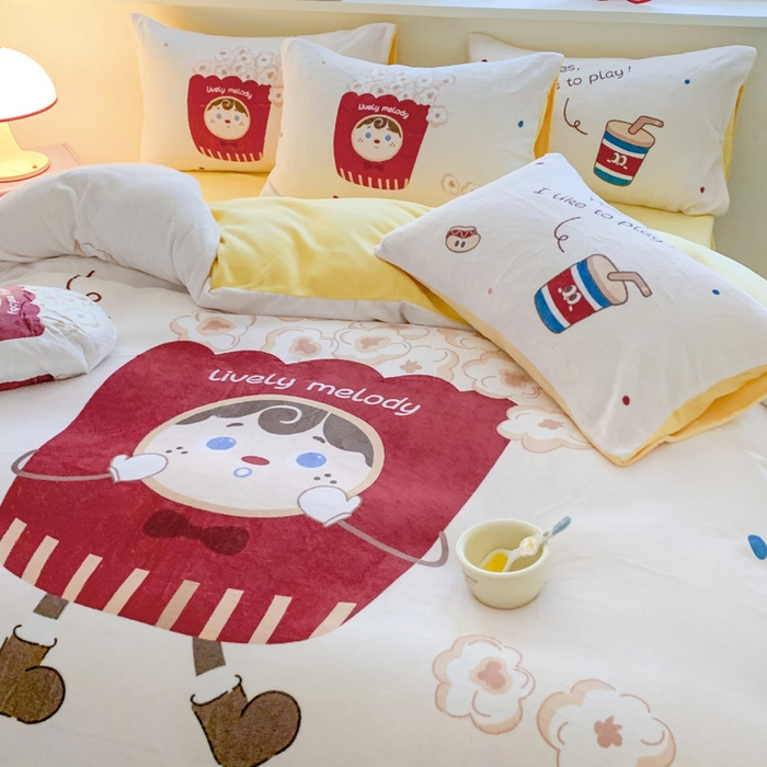 91家纺网 家纺一手货源 找家纺 澳萝拉 2024新款牛奶绒数码印花四件套 爆米花