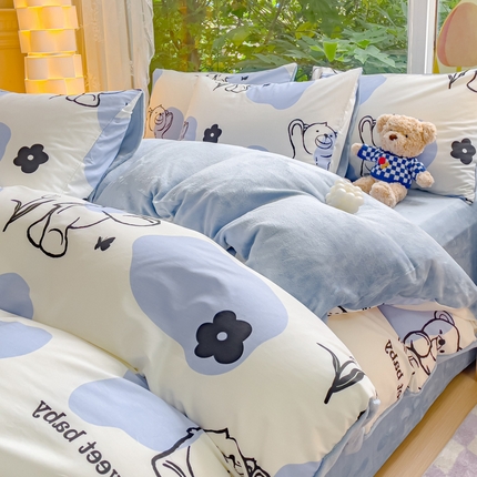 （总）金鑫汇家纺 2024年新款棉加绒印花四件套保暖牛奶绒法莱绒水晶绒