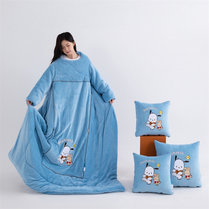 91家纺网 家纺一手货源 找家纺 照世家纺 2024新款卡通三丽鸥懒人抱枕被 帕恰狗