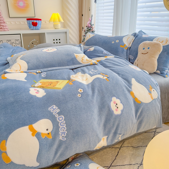 91家纺网 家纺一手货源 找家纺 ME/ERA HOME寐时代 2024新款雪花绒印花四件套 大白鹅