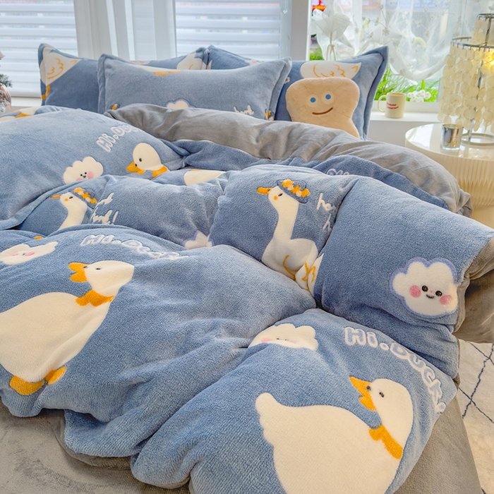 91家纺网 家纺一手货源 找家纺 ME/ERA HOME寐时代 2024新款雪花绒印花四件套 大白鹅