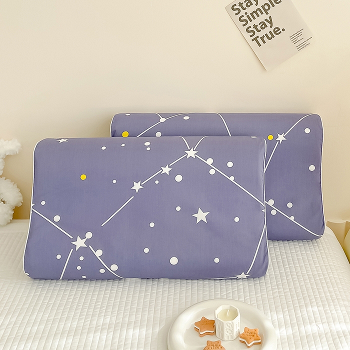 91家纺网 家纺一手货源 找家纺 良佐生活 2024新款A类铂金棉乳胶枕枕套 极星之恋-蓝