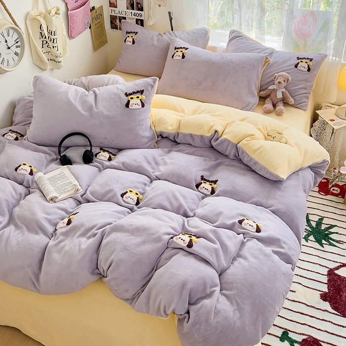 91家纺网 家纺一手货源 找家纺 眠帛家居 2024高克重牛奶绒卡通毛巾绣系列 萌宠