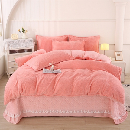 91家纺网 家纺一手货源 找家纺 （总）提花大世界 2024新款加厚泰迪绒牛奶绒夹棉床盖四件套