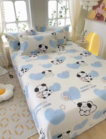 91家纺网 家纺一手货源 找家纺 钰伶 2025新款全棉简约12868纯棉单床单班尼狗A版