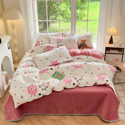 91家纺网 家纺一手货源 找家纺 （总）新印象 2024新款韩式双面牛奶绒床盖四件套